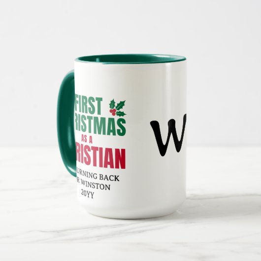 FIRST CHRISTMAS CHRISTIAN Custom Monogram マグカップ (正面左)
