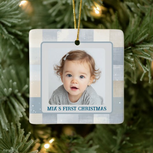 First Christmas Custom Baby Photo Holiday Ornament セラミックオーナメント (ツリー)