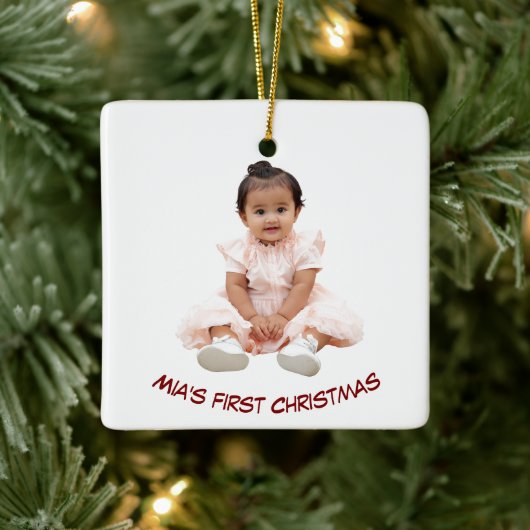 First Christmas Custom Baby Photo Holiday Ornament セラミックオーナメント (ツリー)