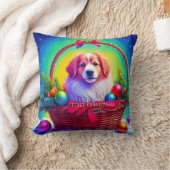 First Christmas Cutest Dog in Holiday Basket クッション (ブランケット)