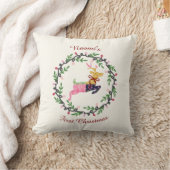 First Christmas Deer with Wreath Customize クッション (ブランケット)