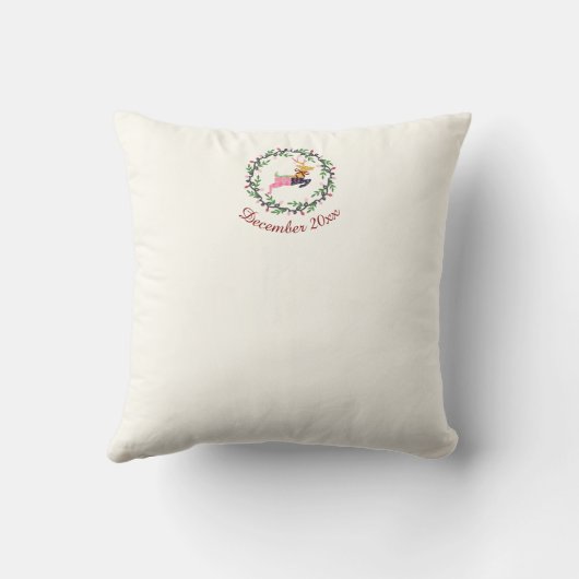 First Christmas Deer with Wreath Customize クッション (裏面)