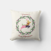 First Christmas Deer with Wreath Customize クッション (正面)