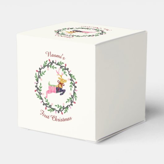 First Christmas Deer with Wreath Customize フェイバーボックス (裏面サイド)