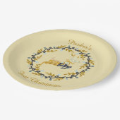 First Christmas Deer with Wreath Soft Yellow  ペーパープレート (アングル)