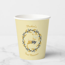 First Christmas Deer with Wreath Yellow  紙コップ