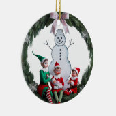 First Christmas Elf Team Wreath Photo Ceramic  セラミックオーナメント (右)