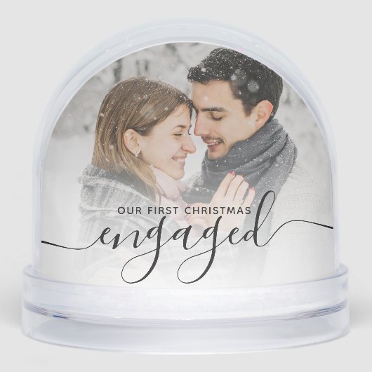 First Christmas Engaged 2 Photo Black Script (正面)