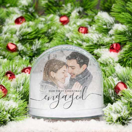 First Christmas Engaged 2 Photo Black Script (クリスマス)