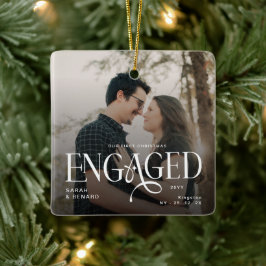 First Christmas Engaged Chic Couples 2 Photos セラミックオーナメント