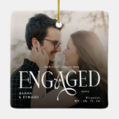 First Christmas Engaged Chic Couples 2 Photos セラミックオーナメント (裏面)