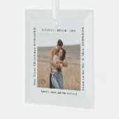 First Christmas Engaged  Couples Photo ガラスオーナメント (正面左)