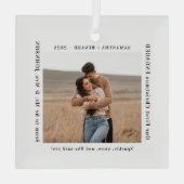 First Christmas Engaged  Couples Photo ガラスオーナメント (裏面)