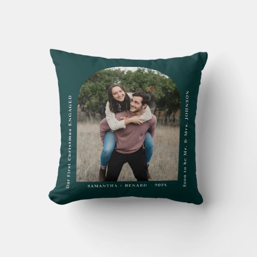 First Christmas Engaged Couples Photo Arch クッション (正面)
