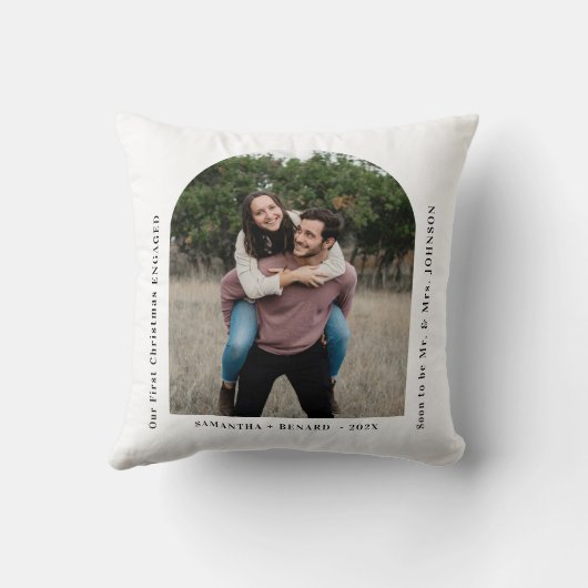 First Christmas Engaged Couples Photo Arch クッション (裏面)