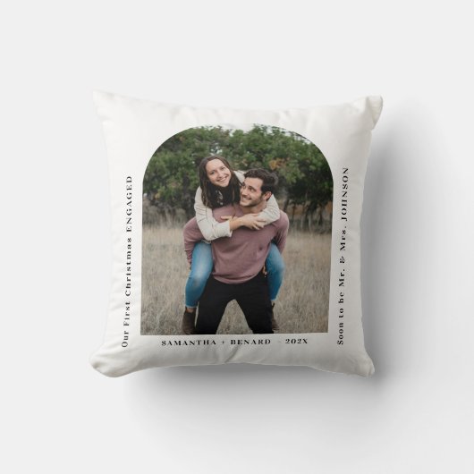 First Christmas Engaged Couples Photo Arch クッション (正面)