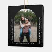 First Christmas Engaged Couples Photo Arch セラミックオーナメント (左)