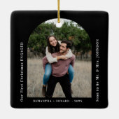 First Christmas Engaged Couples Photo Arch セラミックオーナメント (裏面)
