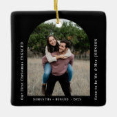 First Christmas Engaged Couples Photo Arch セラミックオーナメント (正面)