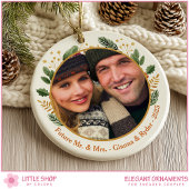 First Christmas Engaged Customizable Photo セラミックオーナメント