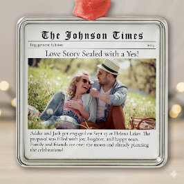 First Christmas Engaged | Engagement Announcement  メタルオーナメント