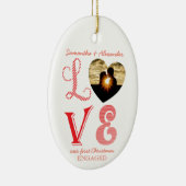 First Christmas Engaged Getting Married Photo 2025 セラミックオーナメント (右)