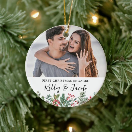 First Christmas Engaged Keepsake Gift Bauble セラミックオーナメント (ツリー)