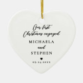 First Christmas Engaged Modern Minimalist Photo セラミックオーナメント (正面)