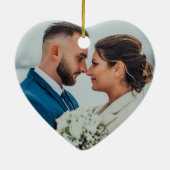 First Christmas Engaged Modern Minimalist Photo セラミックオーナメント (裏面)