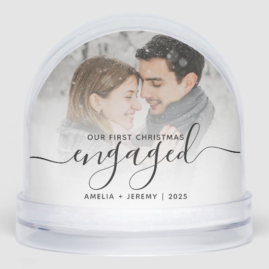 First Christmas Engaged Photo Black Script (正面)