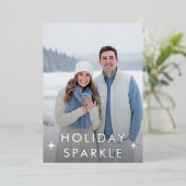 First Christmas Engaged Photo Blue 箔シーズンカード (立ち正面)