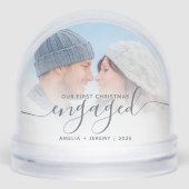 First Christmas Engaged Photo Dusty Blue Script (正面)