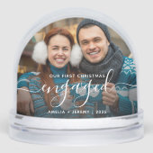 First Christmas Engaged Photo White Script (正面)