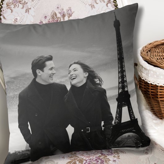 First Christmas Engaged Tree Gold Bow Photo Custom クッション