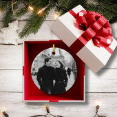 First Christmas Engaged Tree Gold Bow Photo Custom セラミックオーナメント
