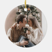 First Christmas Engaged Watercolor Chirstmas Tree セラミックオーナメント (裏面)