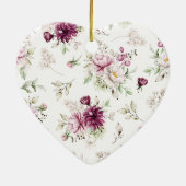 First Christmas Engaged With Calendar Floral セラミックオーナメント (裏面)