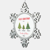 First Christmas family of three Keepsake スノーフレークピューターオーナメント (右)