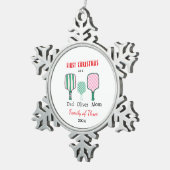 First Christmas family of three Keepsake スノーフレークピューターオーナメント (右)