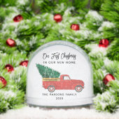 First Christmas Family Photo Modern Red Truck (クリスマス)