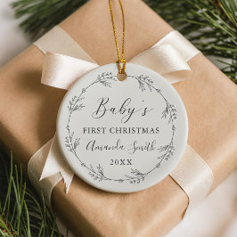 First Christmas Floral Botanical Wreath セラミックオーナメント