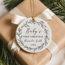 First Christmas Floral Botanical Wreath セラミックオーナメント