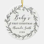 First Christmas Floral Botanical Wreath セラミックオーナメント (正面)