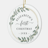 First Christmas Floral Greenery Wreath セラミックオーナメント (左)