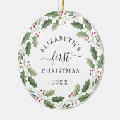 First Christmas Floral Greenery Wreath セラミックオーナメント (左)