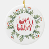 First Christmas Grandma Grandpa Photo Names Leaves セラミックオーナメント (裏面)