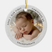 First Christmas Grandparents Modern Simple Photo セラミックオーナメント (正面)