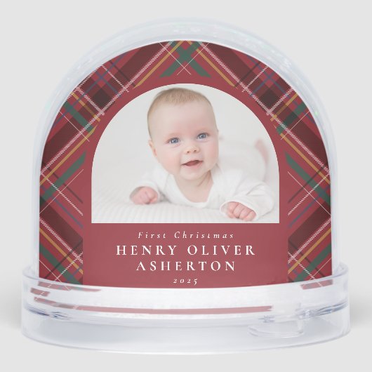 First Christmas holiday plaid two photo snow globe (裏面)