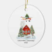 First Christmas Home Cessna Airplane Tree Travel セラミックオーナメント (左)