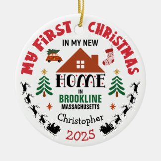 First Christmas In My New Home Custom Name セラミックオーナメント